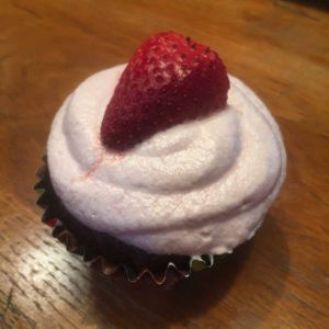 chocolate cupcakes with strawberry marshmallow frosting