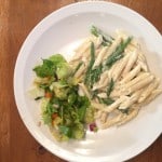 penne with asparagus in a lemon parmesan cheese sauce