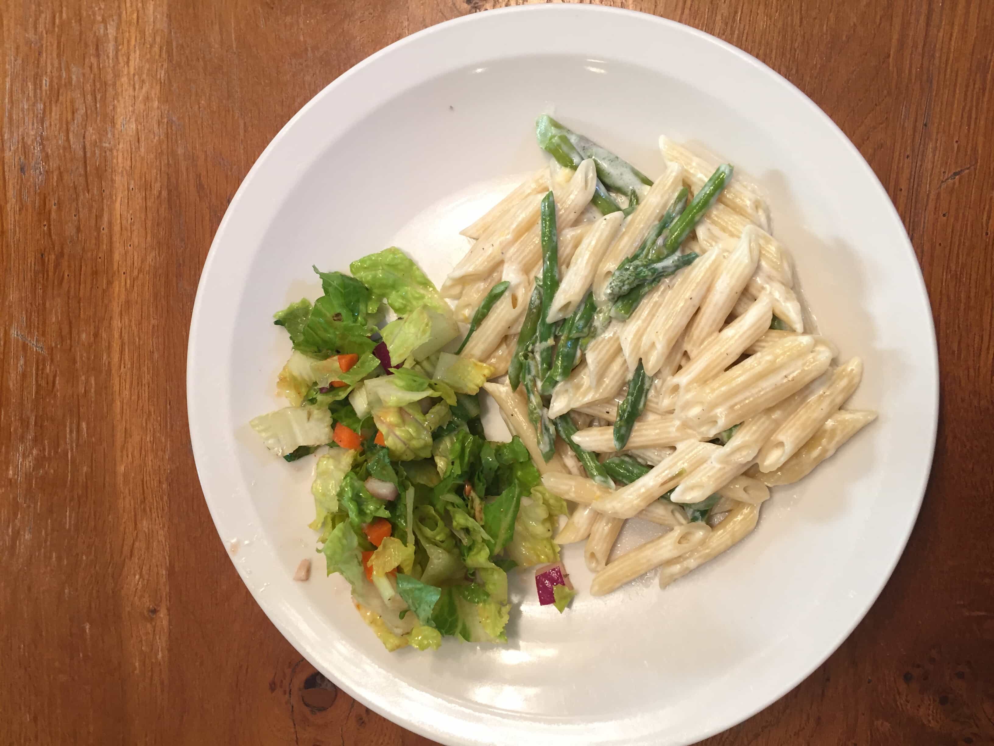 penne with asparagus in a lemon parmesan cheese sauce