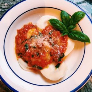 ravioli with a quick tomato sauce