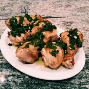 roast chicken legs with cilantro gremolata