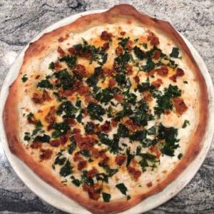 kale and sausage pizza