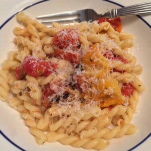 pasta with a roasted grape tomato sauce