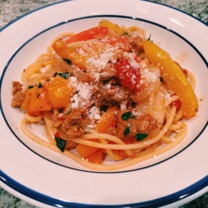 bucatini with sausage and peppers