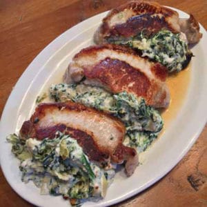 spinach and artichoke stuffed pork chops