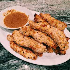 oven baked chicken fingers with honey mustard dipping sauce