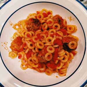 spaghetti o’s and mini meatballs