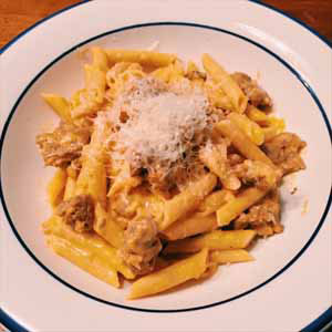 pasta with pumpkin and sausage

