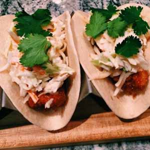 crispy BBQ chicken tacos