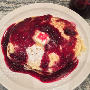 buttermilk pancakes with blueberry syrup