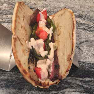 grilled skirt steak gyros