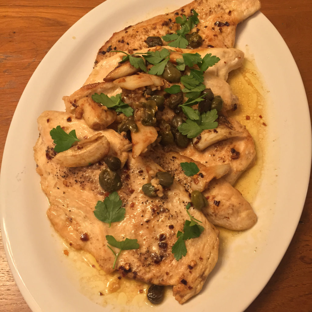 garlicky chicken in a lemon anchovy sauce