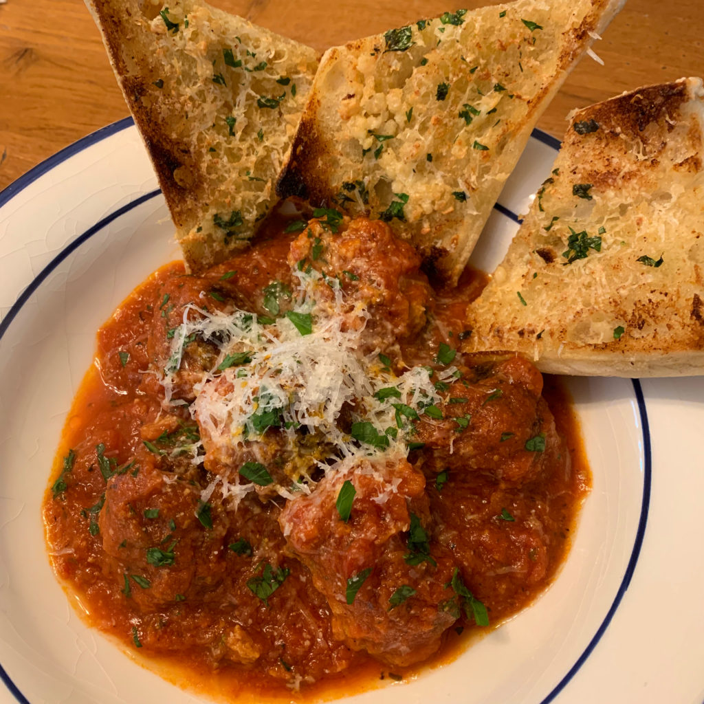 skillet meatballs with garlic toast