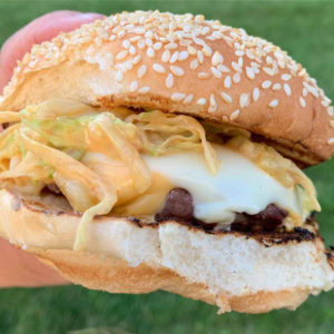 burgers with mac slaw