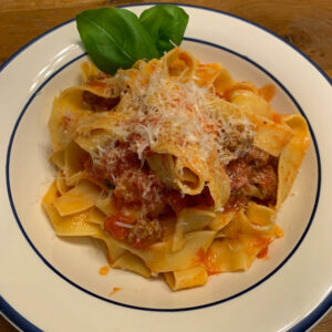 pappardelle with hot sausage sauce